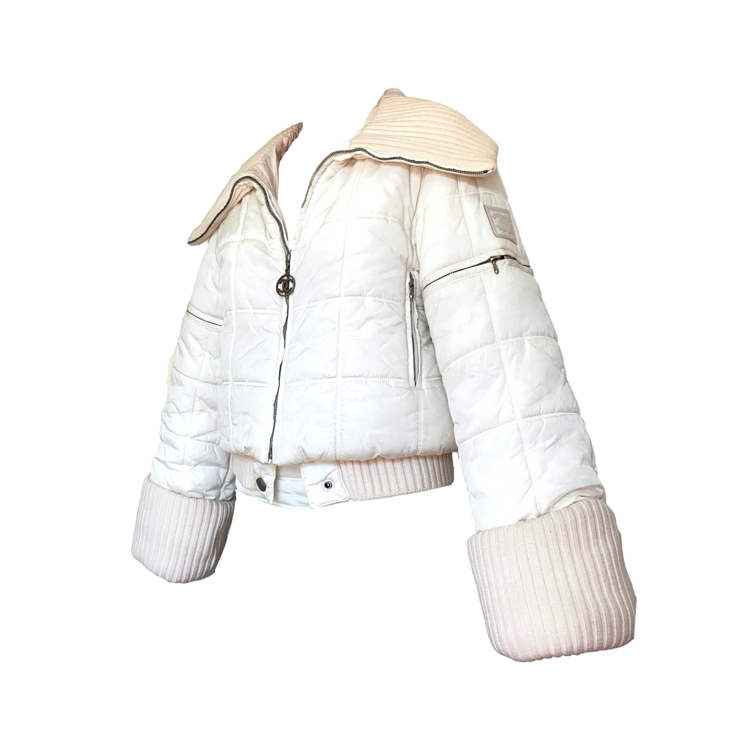 Chanel White Quilted Puffer Jacket