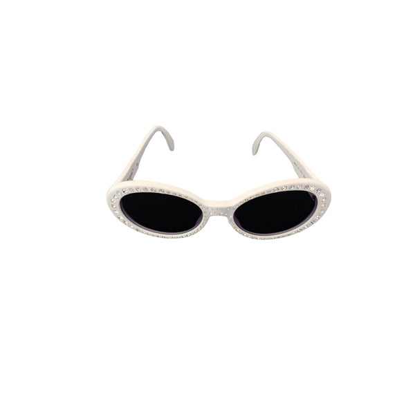 Chanel White Rhinestone Round Sunglasses - Accessories