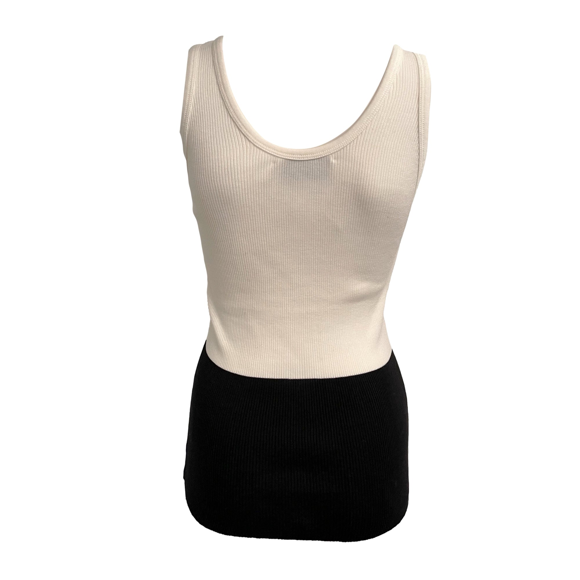 Chanel White Ribbed Logo Tank Top - Apparel