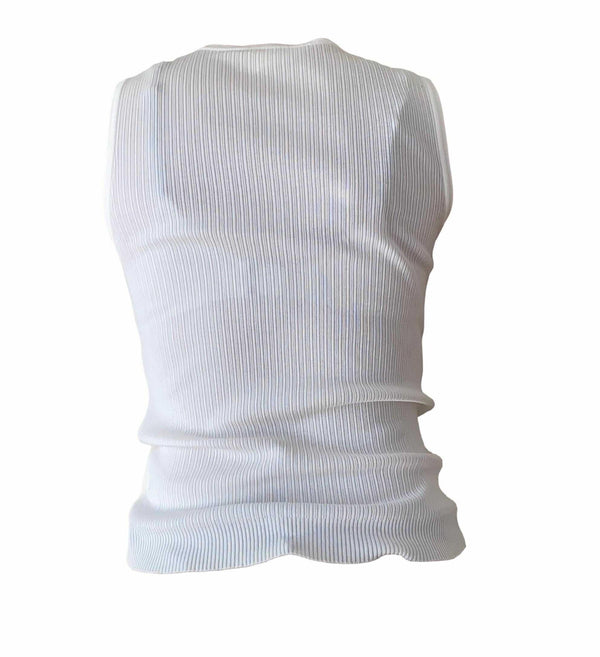 Chanel White Ribbed Tank - Apparel