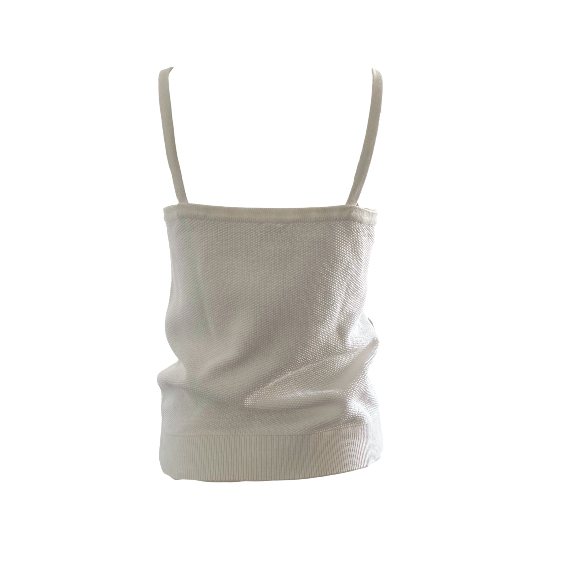 Chanel White Ribbed Tank Top - Apparel