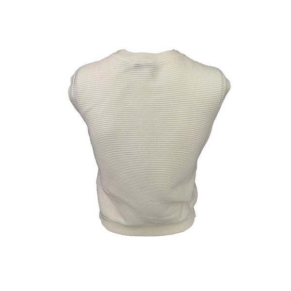 Chanel White Ribbed Top - Apparel
