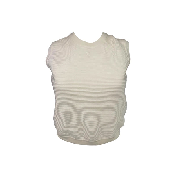 Chanel White Ribbed Top - Apparel