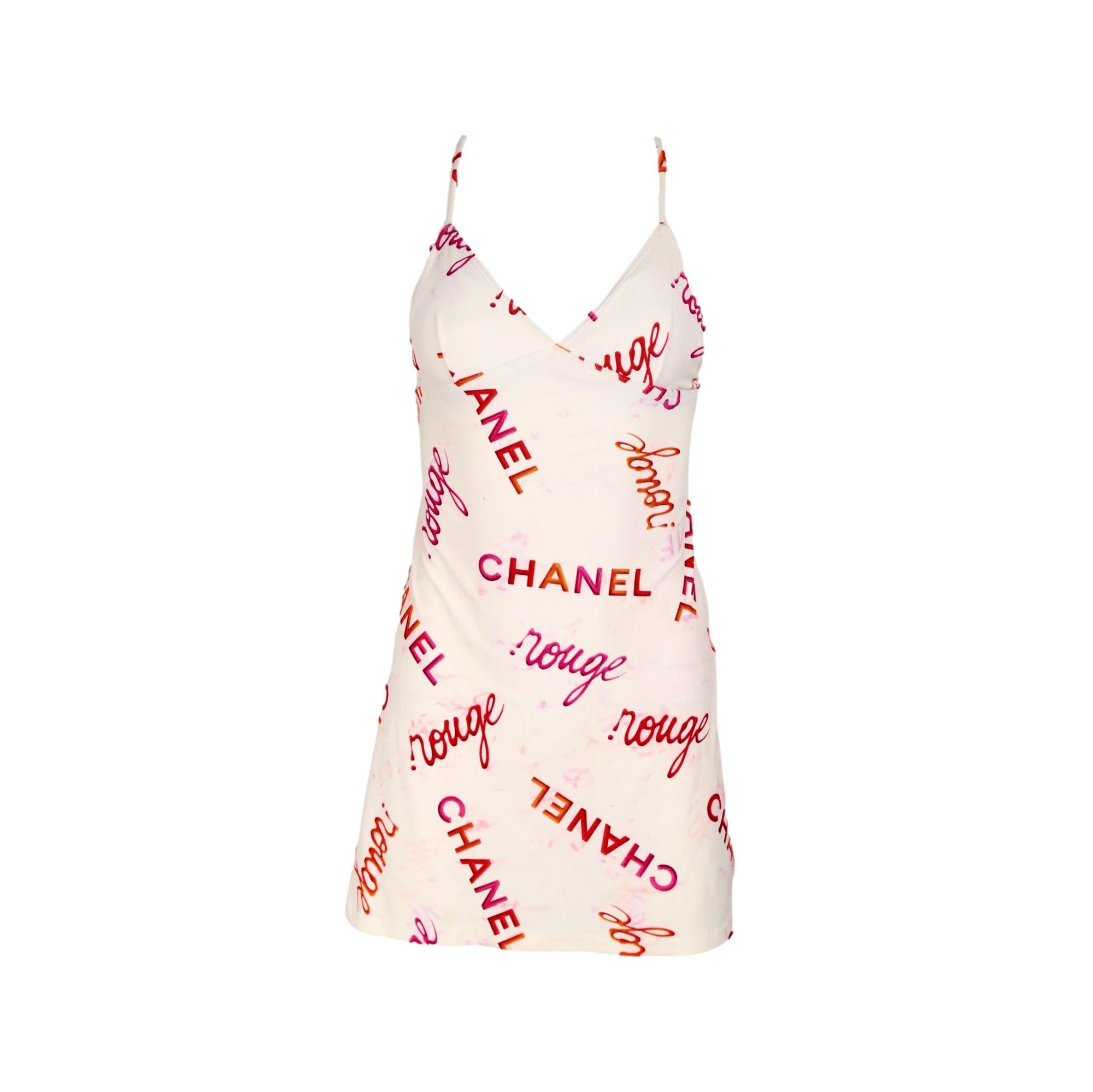 Chanel White Rouge Print Dress - Apparel