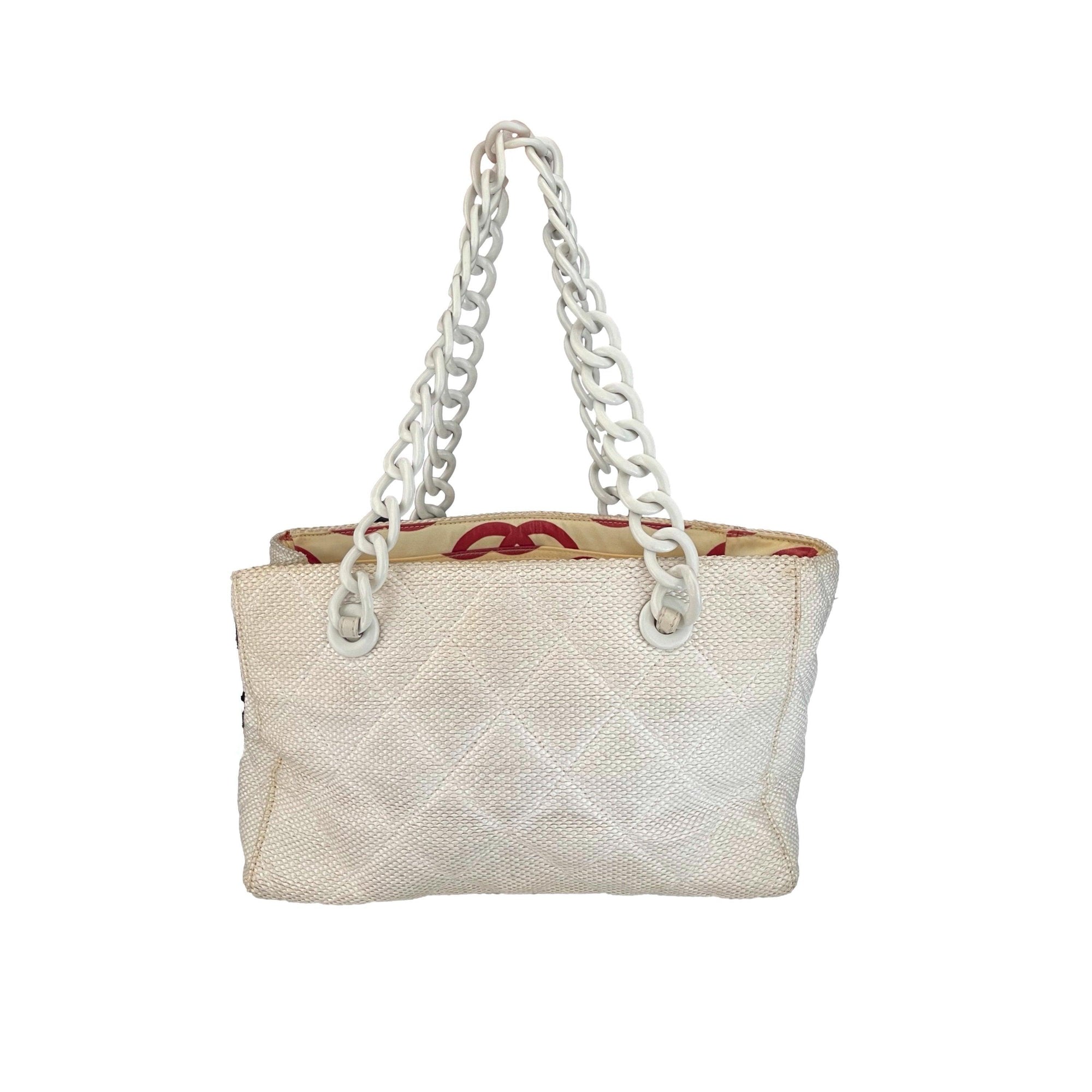 Chanel White Textured Tote - Handbags