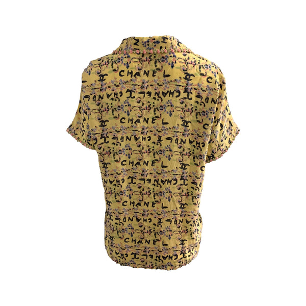 Chanel Yellow Floral Logo Top - Apparel
