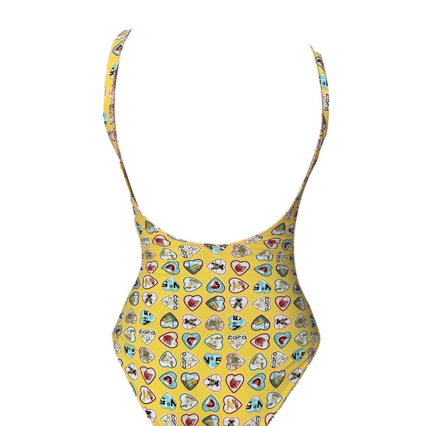 Chanel Yellow Heart Logo One Piece - Swimwear