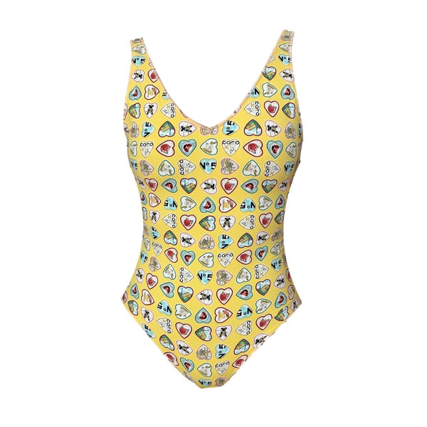 Chanel Yellow Heart Logo One Piece - Swimwear