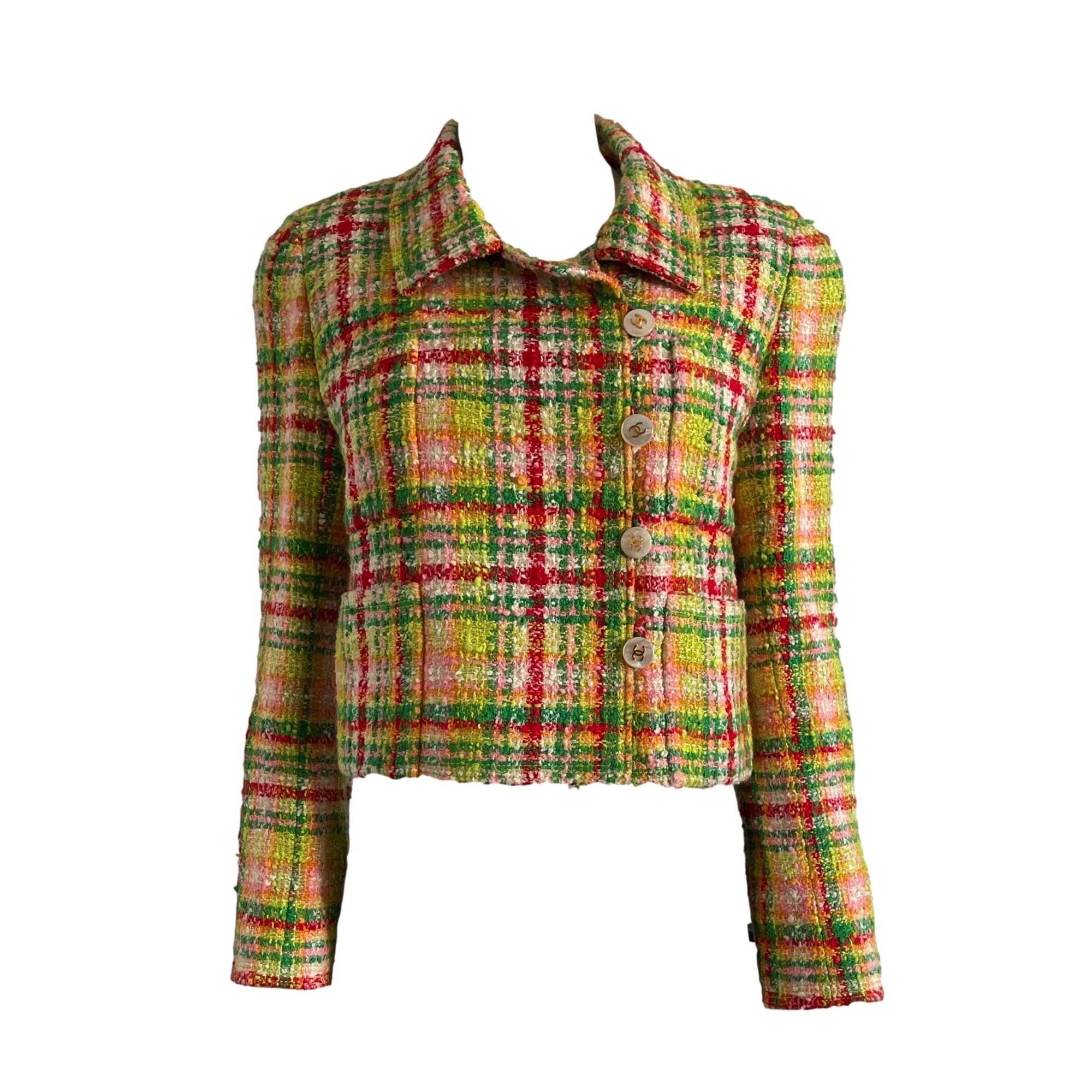 Chanel Yellow Multicolor Cropped Jacket - Apparel