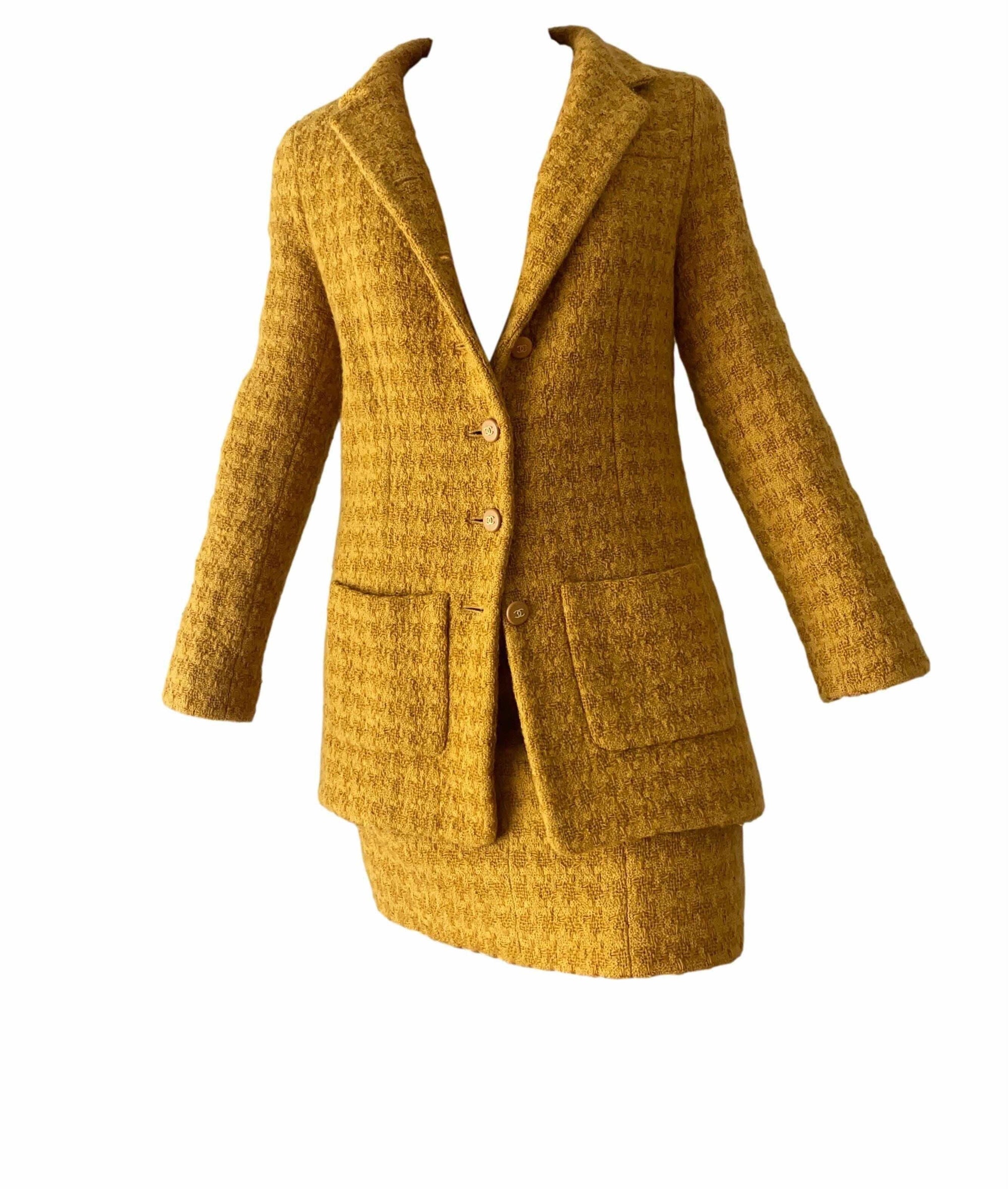 Chanel Yellow Tweed Skirt Set - Apparel