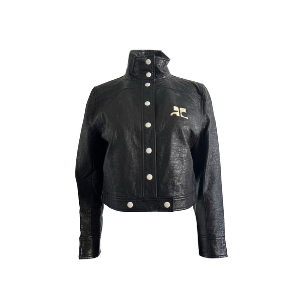 Courreges Black Logo Cropped Jacket - Apparel