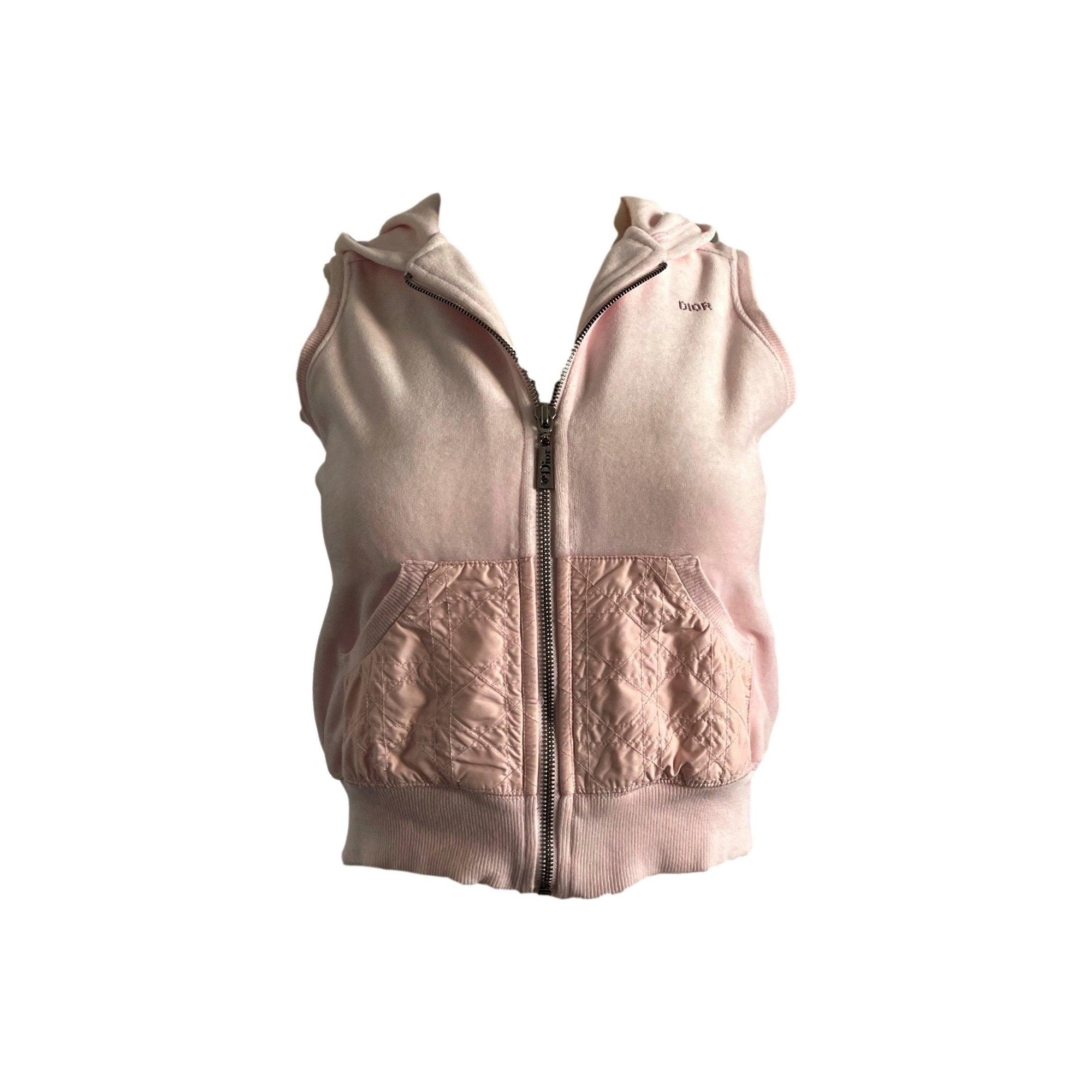 Dior Baby Pink Velour Hooded Vest - Apparel