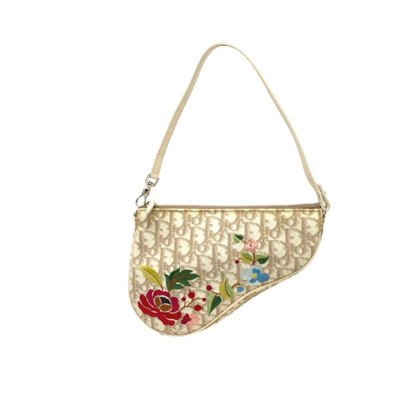 Dior Beige Mini Embroidered Saddle Bag