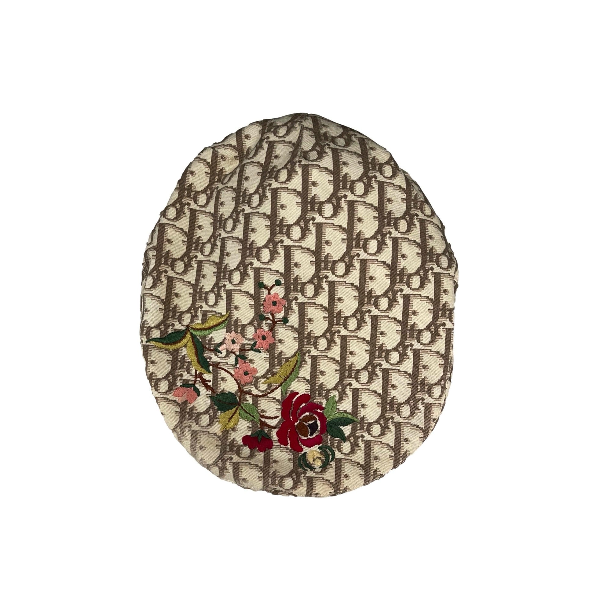 Dior Beige Monogram Floral Newsboy Cap - Accessories
