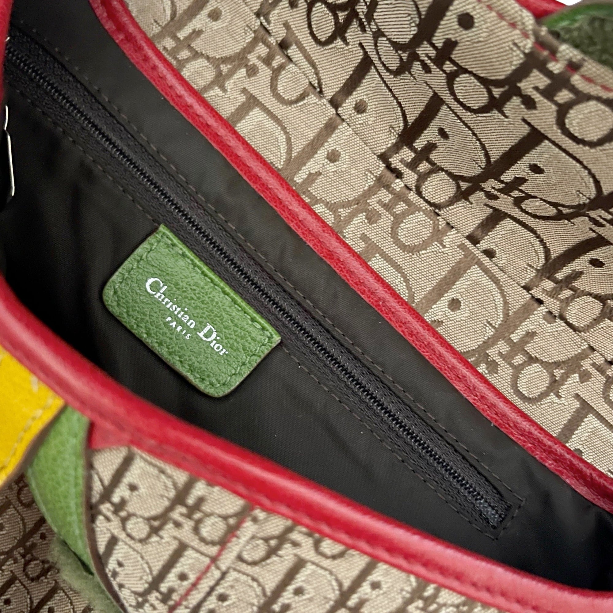 Dior Beige Rasta Logo Saddle Bag - Handbags