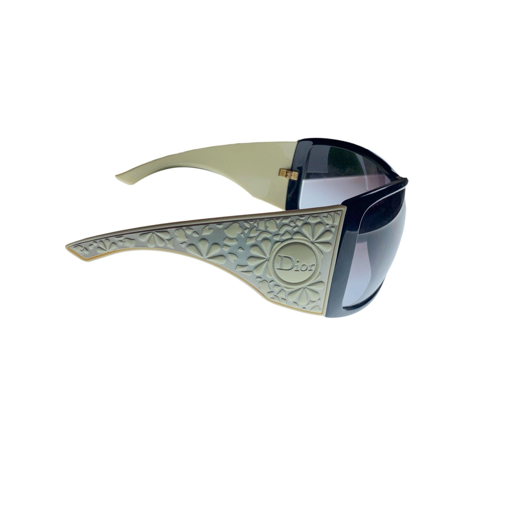 Dior Black Cutout Floral Jumbo Sunglasses - Sunglasses