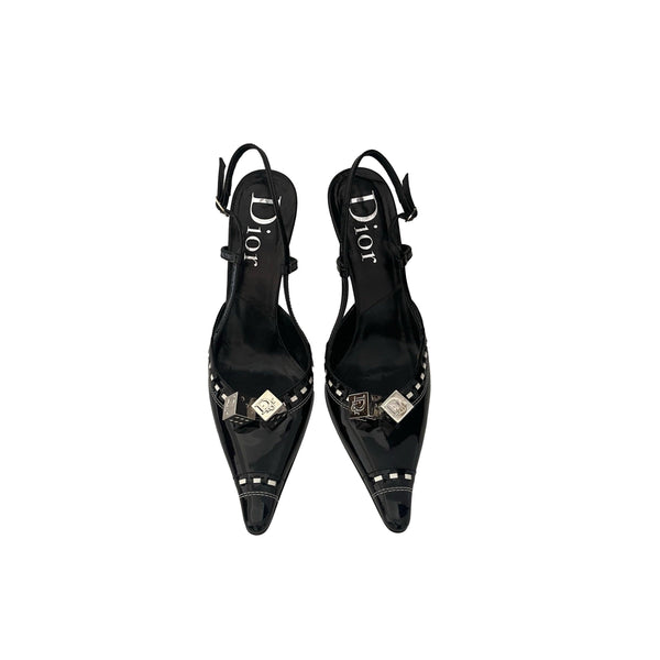 Dior Black Dice Slingbacks - Shoes