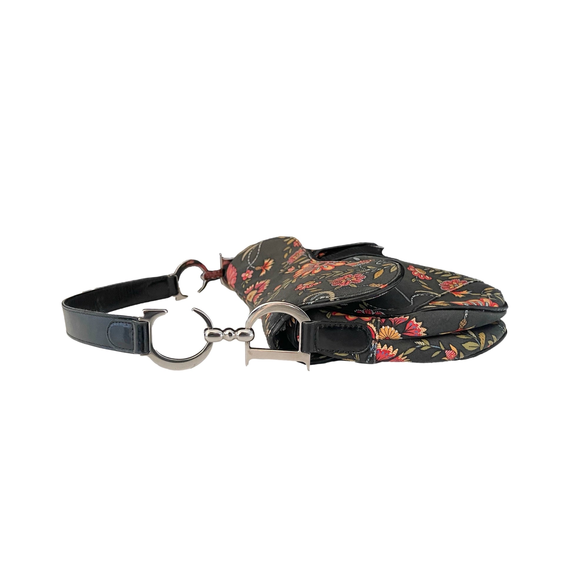 Dior Black Floral Saddle Bag - Handbags