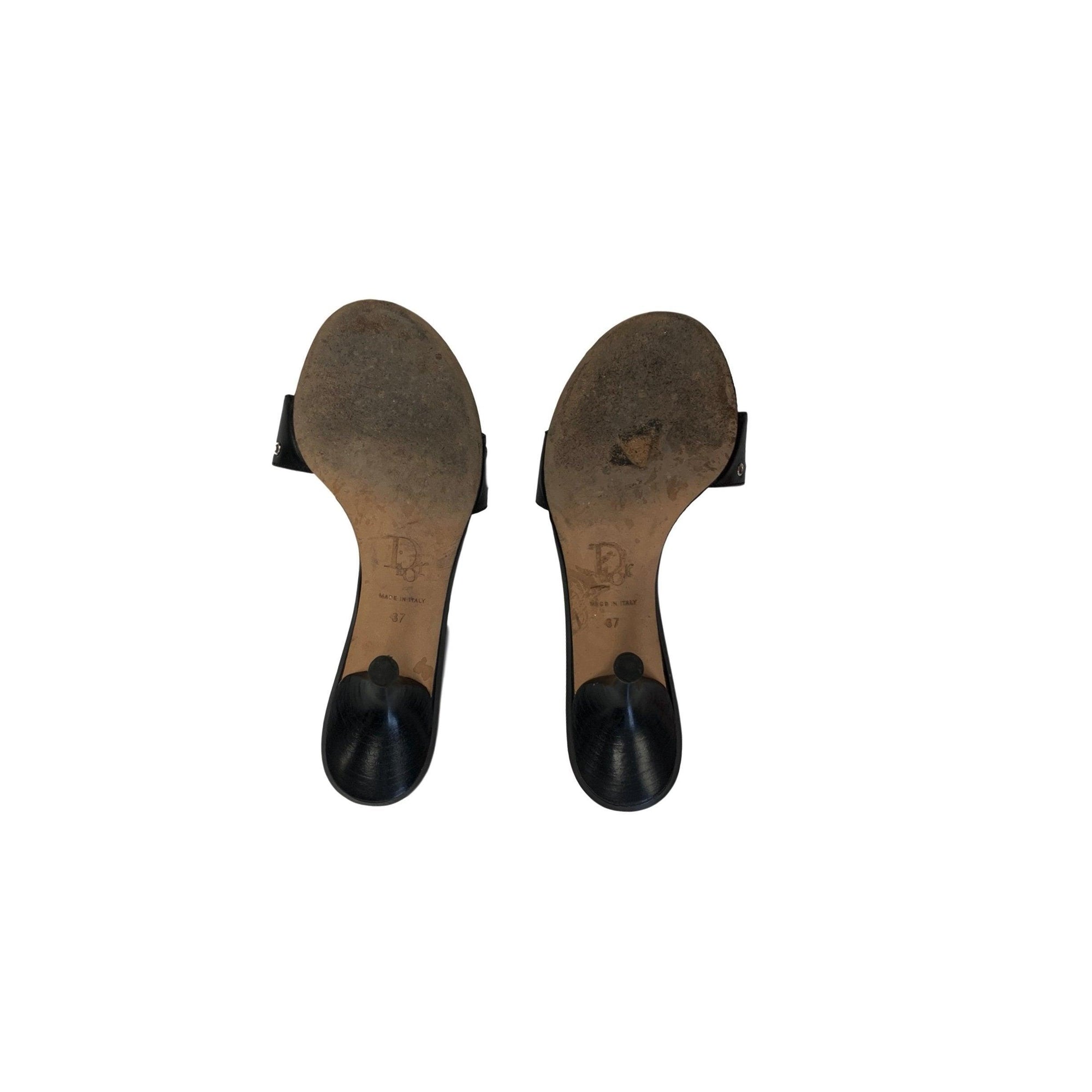 Dior Black Grommet Logo Heels - Shoes