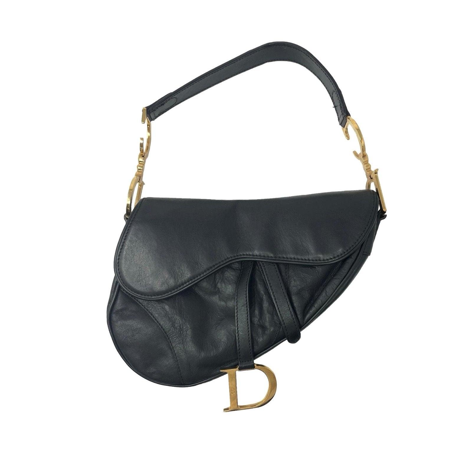 Dior Black Leather Saddle Bag - Handbags