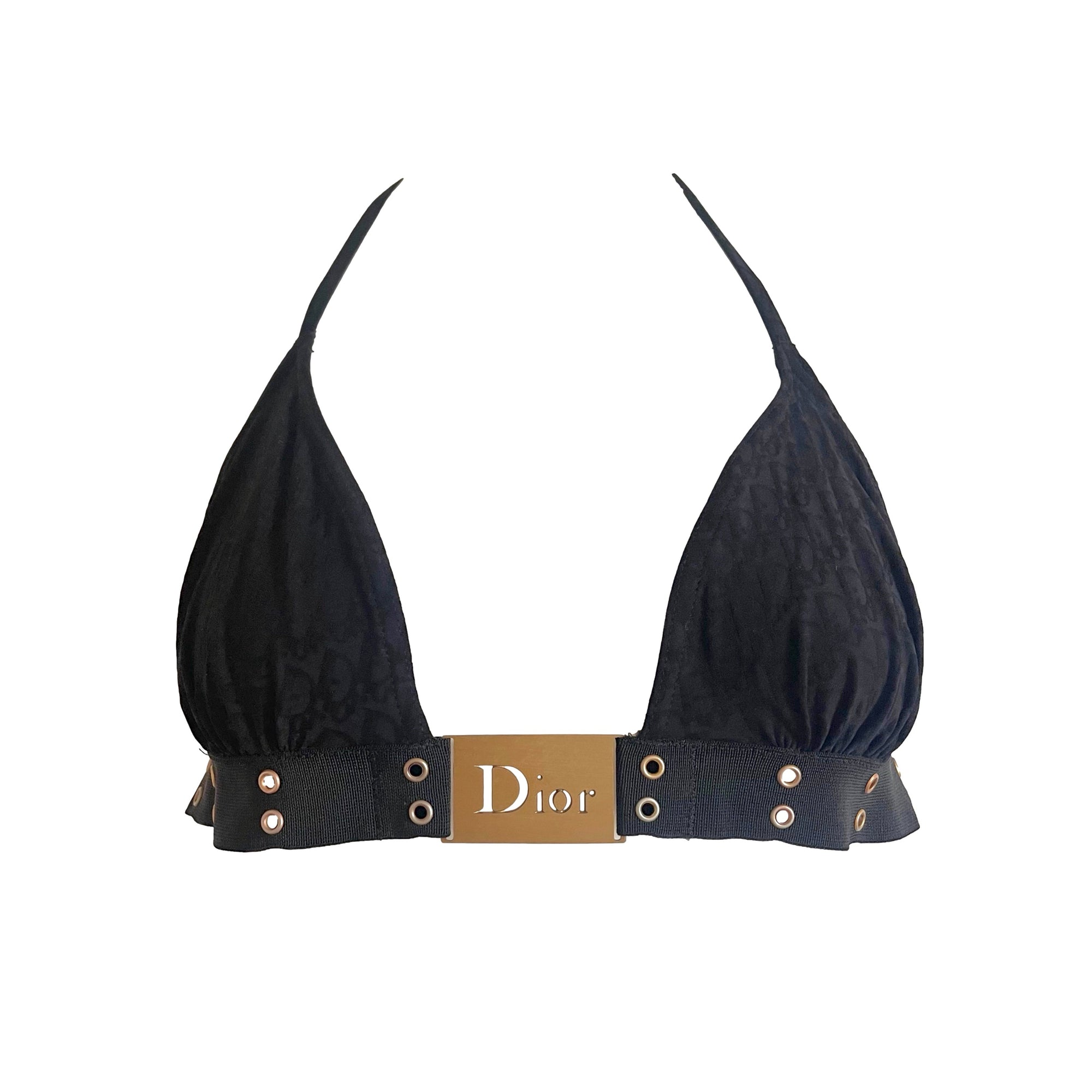 Dior Black Logo Bikini Top - Swimwear