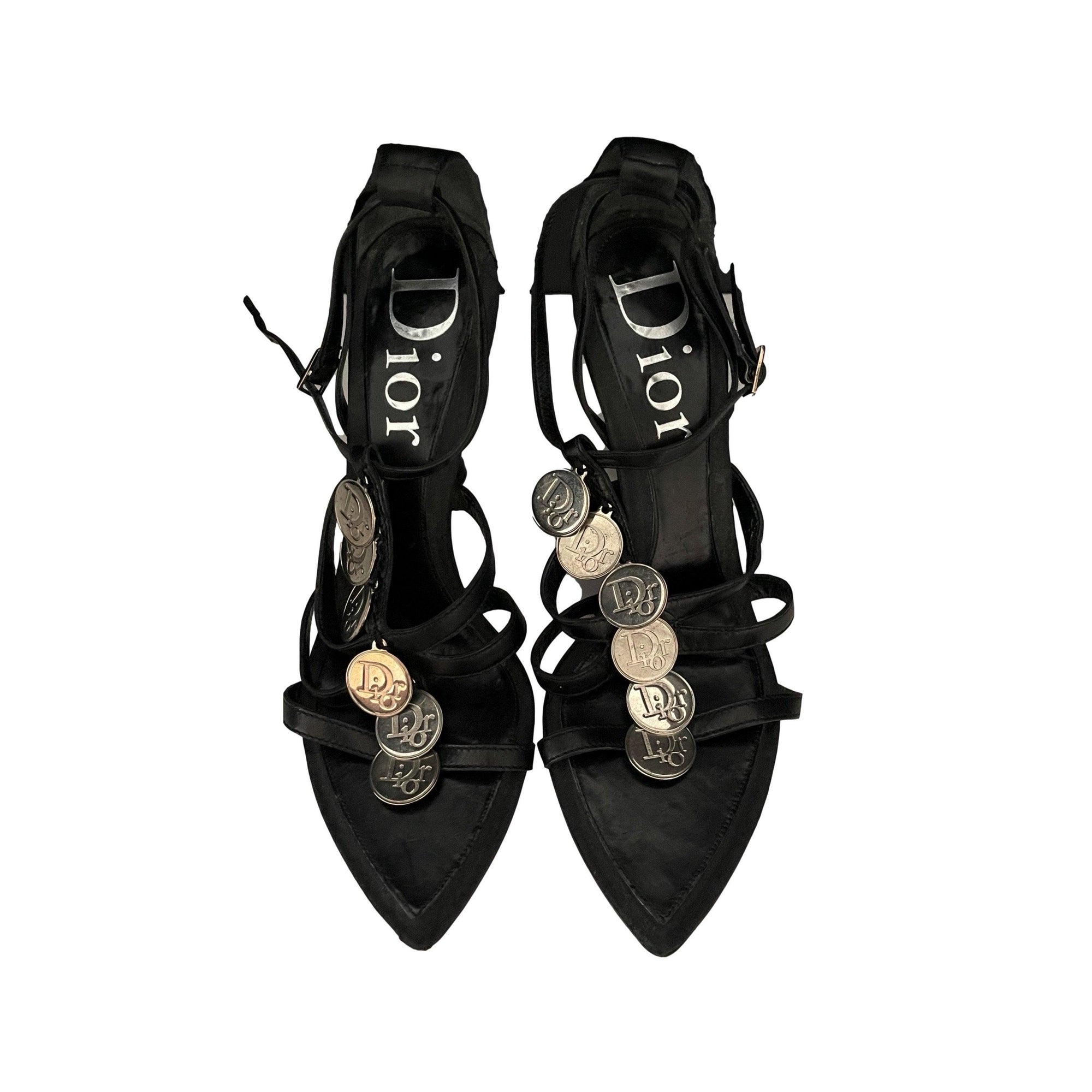 Dior Black Logo Coin Heels - Shoes