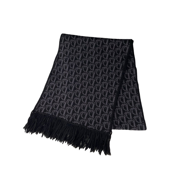 Dior Black Monogram Fringe Scarf - Accessories