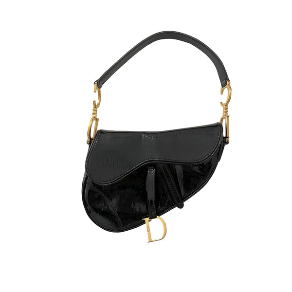 Christian Dior Leather Logo Double Saddle Mini Bag Black