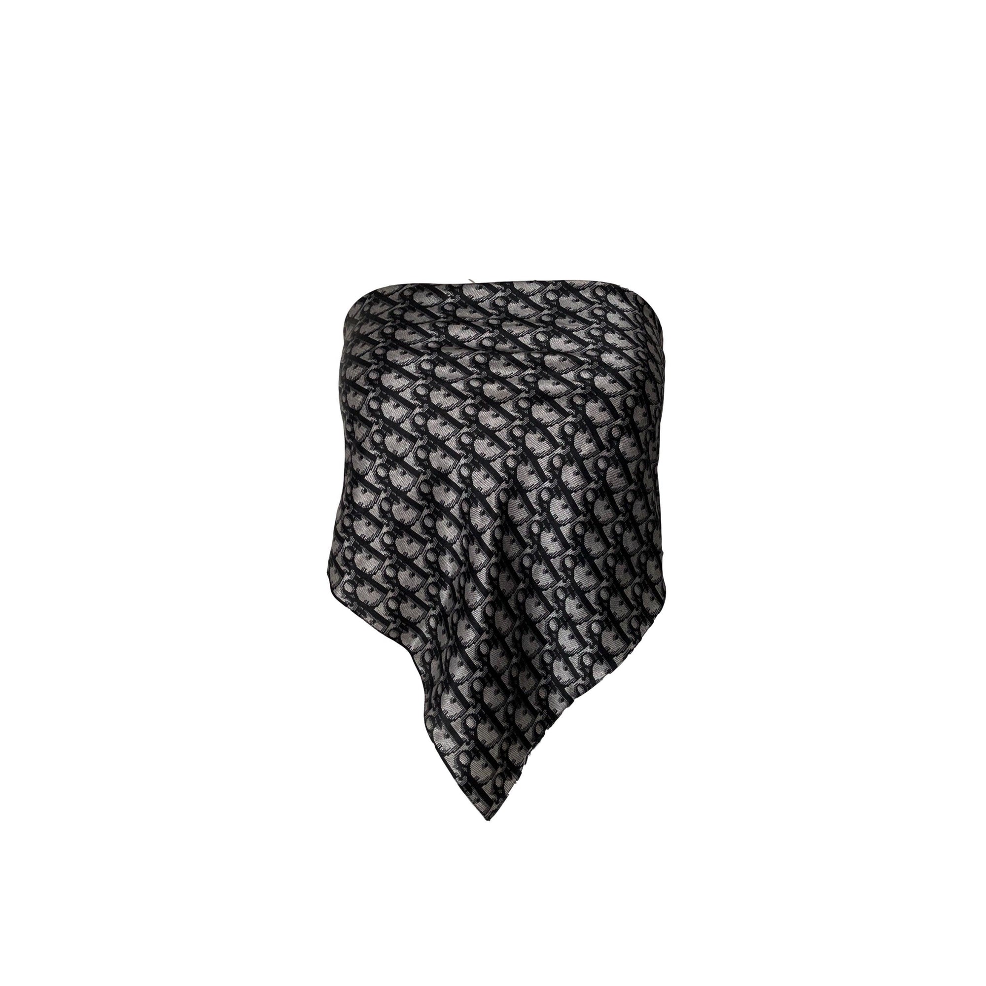Dior Black Monogram Silk Tie Top - Apparel