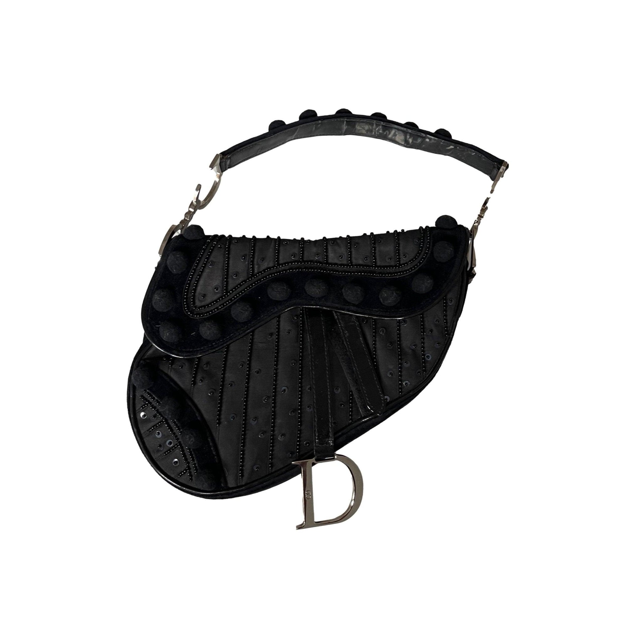 Dior Black Pom Pom Saddle - Handbags