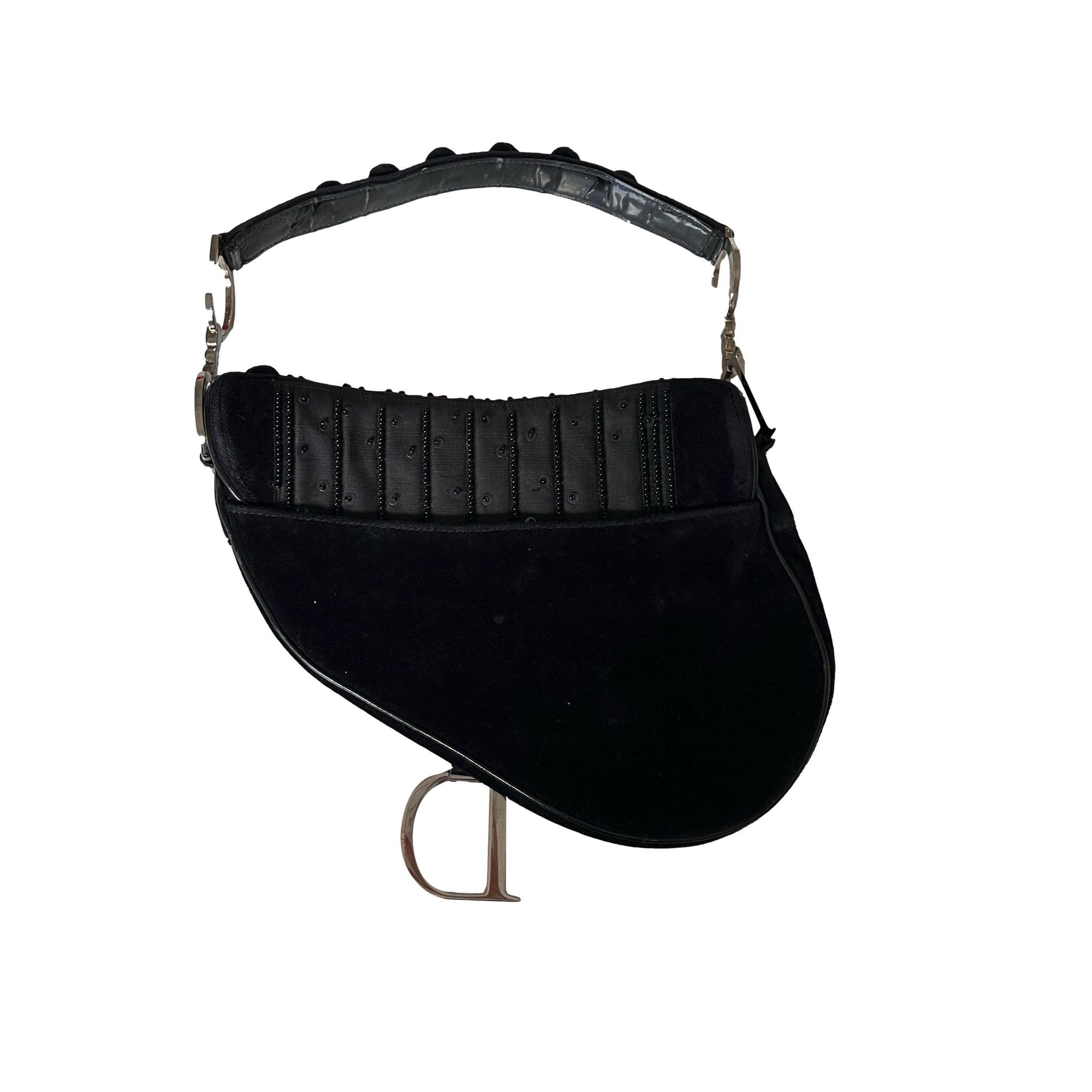 Dior Black Pom Pom Saddle - Handbags