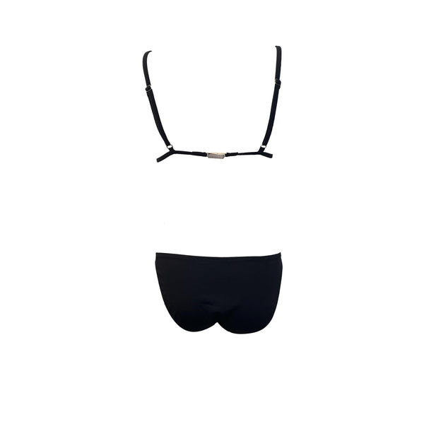 Dior Black Rhinestone Logo Bikini - Swimwear