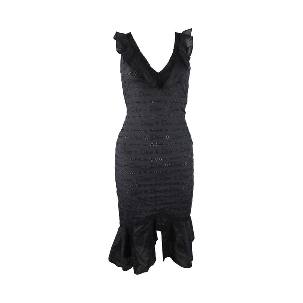 Dior Black Stitched Logo Dress