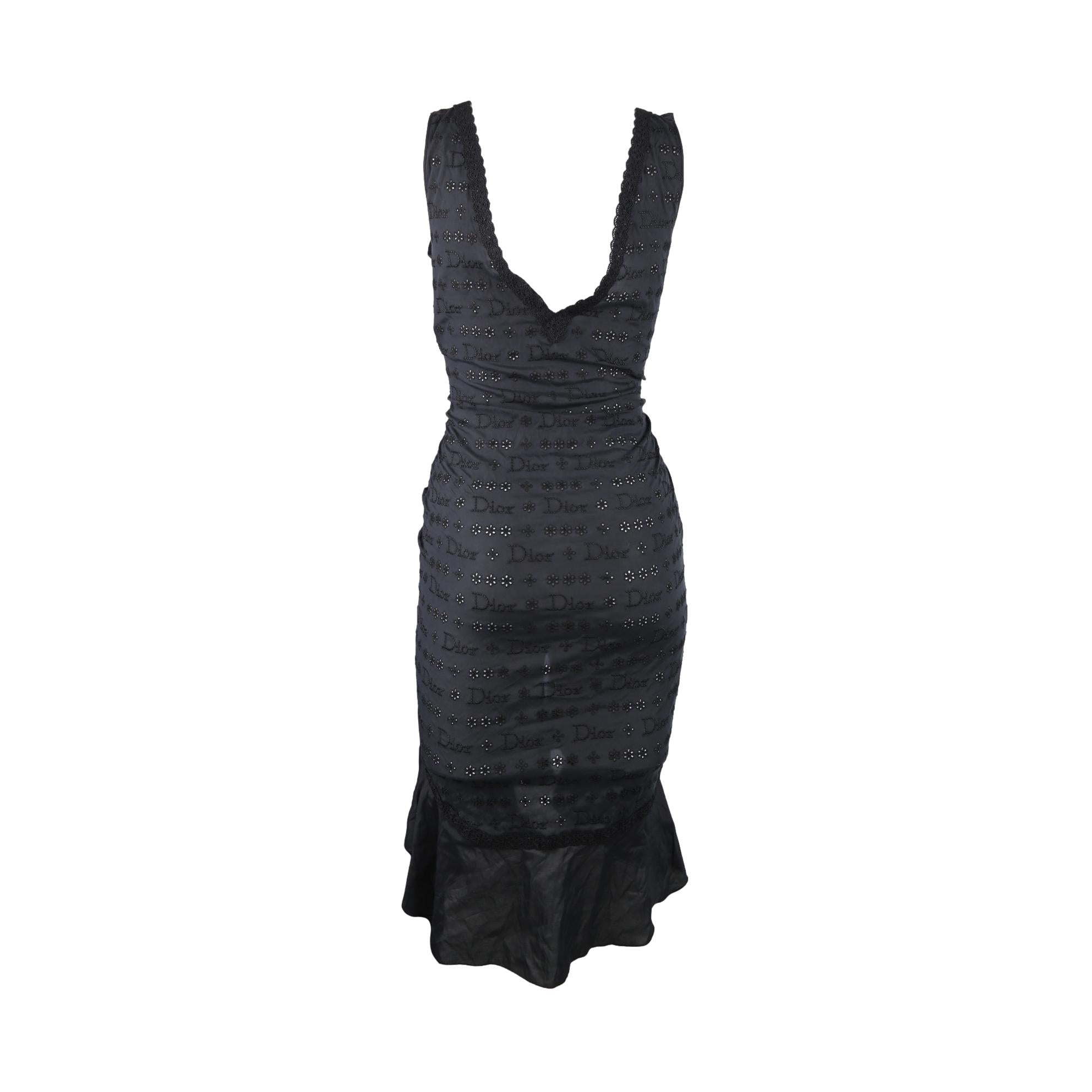 Dior Black Stitched Logo Dress - Apparel