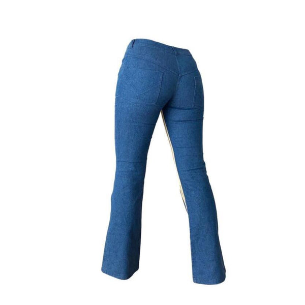 Dior Blue Double Striped Flare Jeans - Apparel