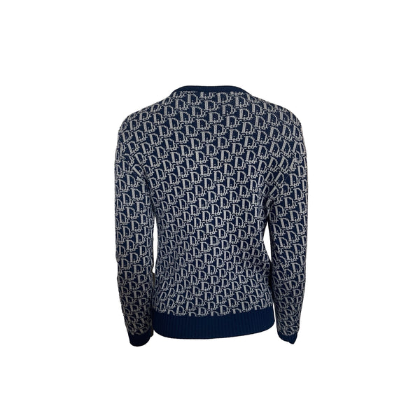 Dior Blue Monogram Knit Sweater - Apparel