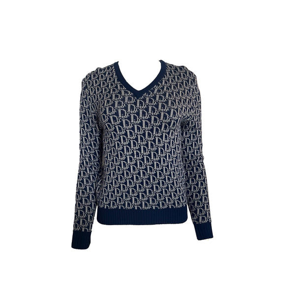 Dior Blue Monogram Knit Sweater - Apparel