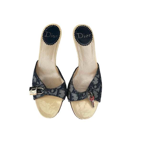 Treasures of NYC - Dior Blue Monogram Lock Key Kitten Heels