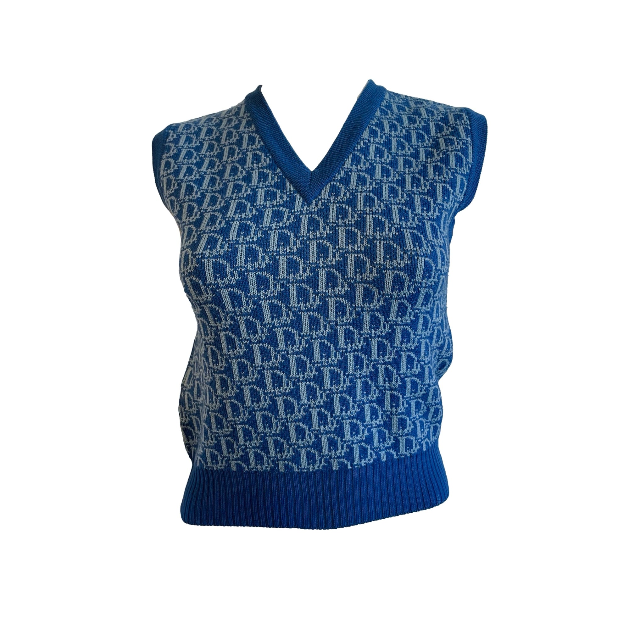 Dior Blue Monogram Sweater Vest - Apparel