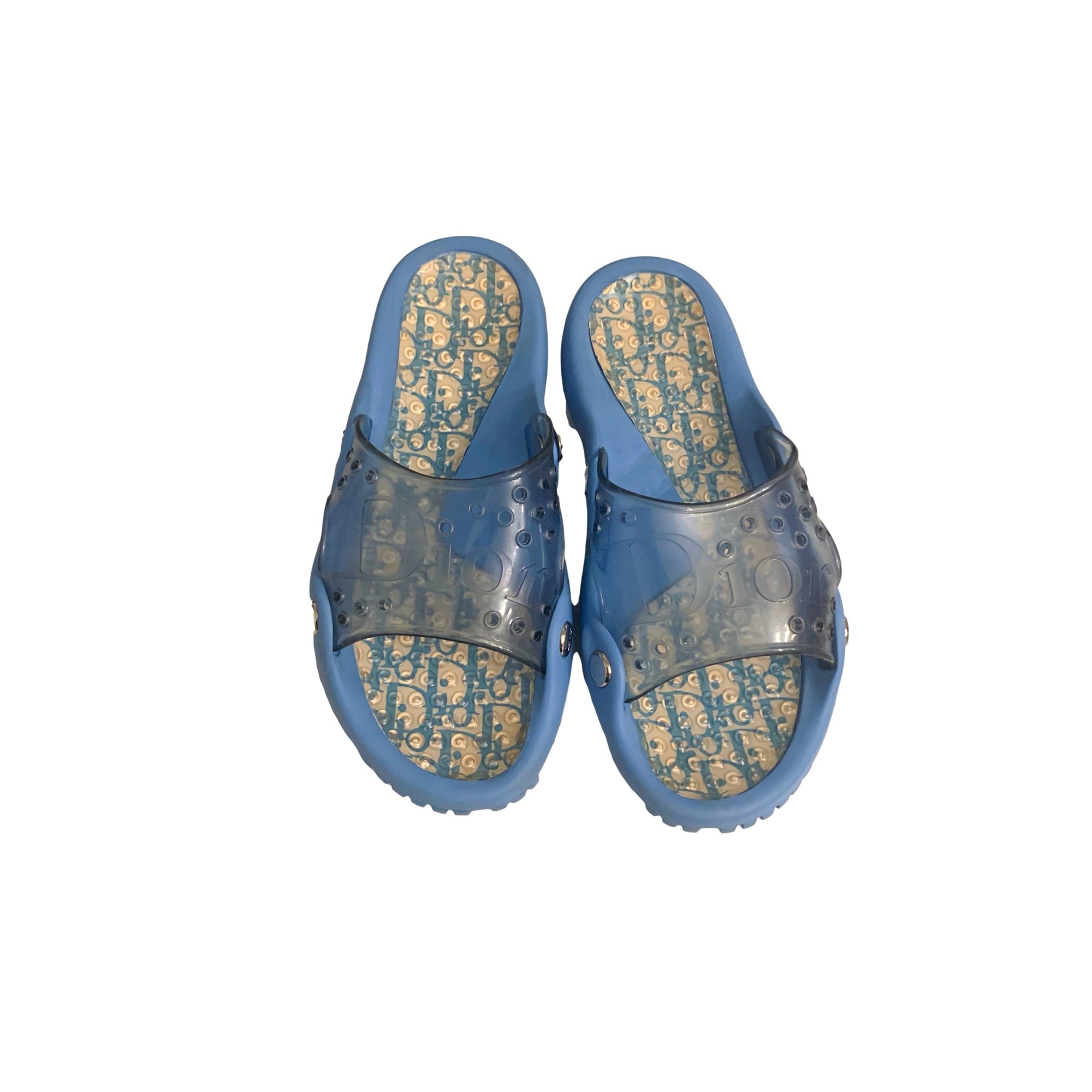 Dior Bright Blue Rubber Slides - Shoes