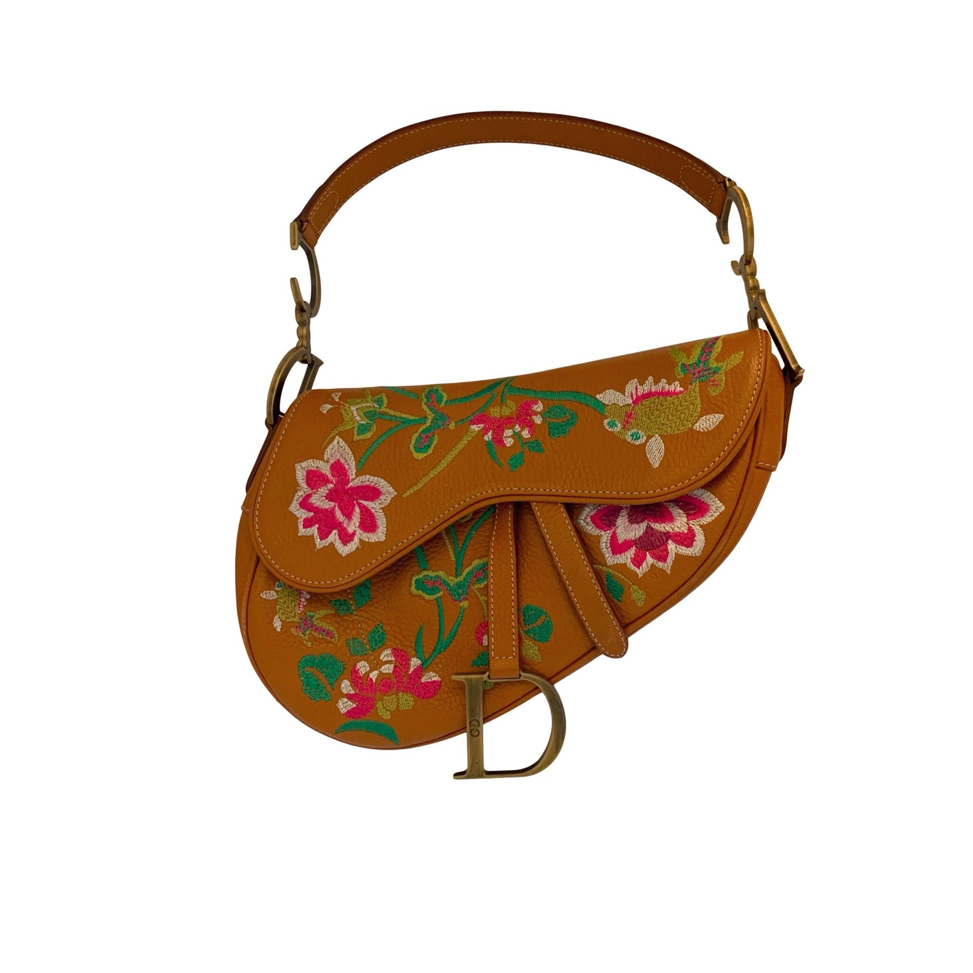 Dior Brown Embroidered Koi Leather Saddle Bag - Handbags