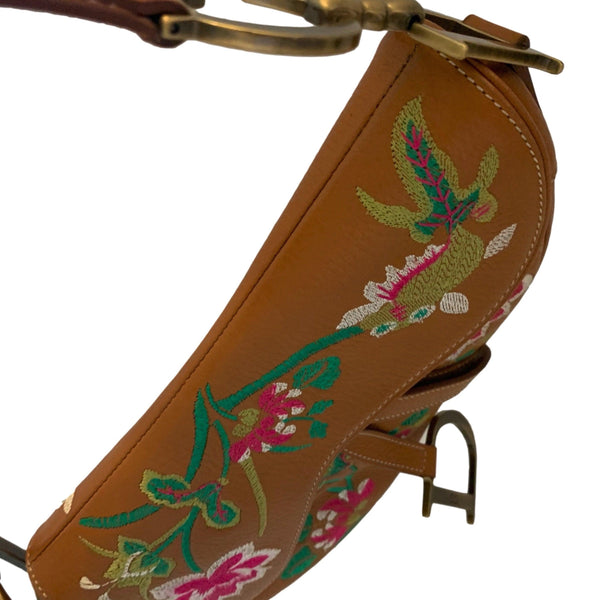 Dior Brown Embroidered Koi Leather Saddle Bag - Handbags