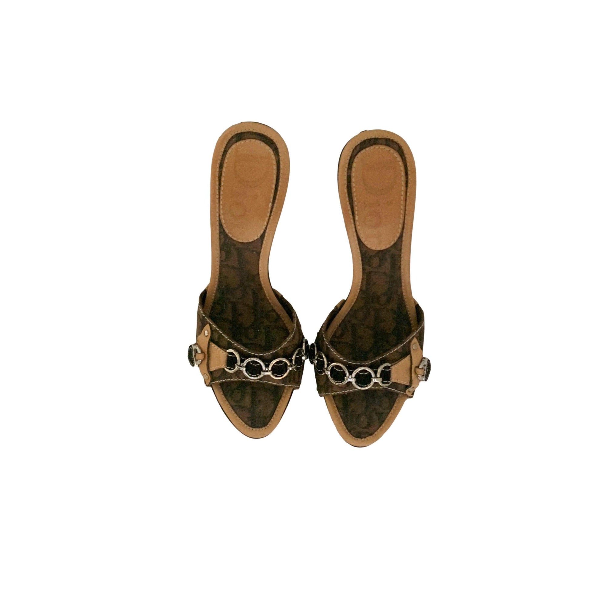 Dior Brown Heart Lock Heels - Shoes