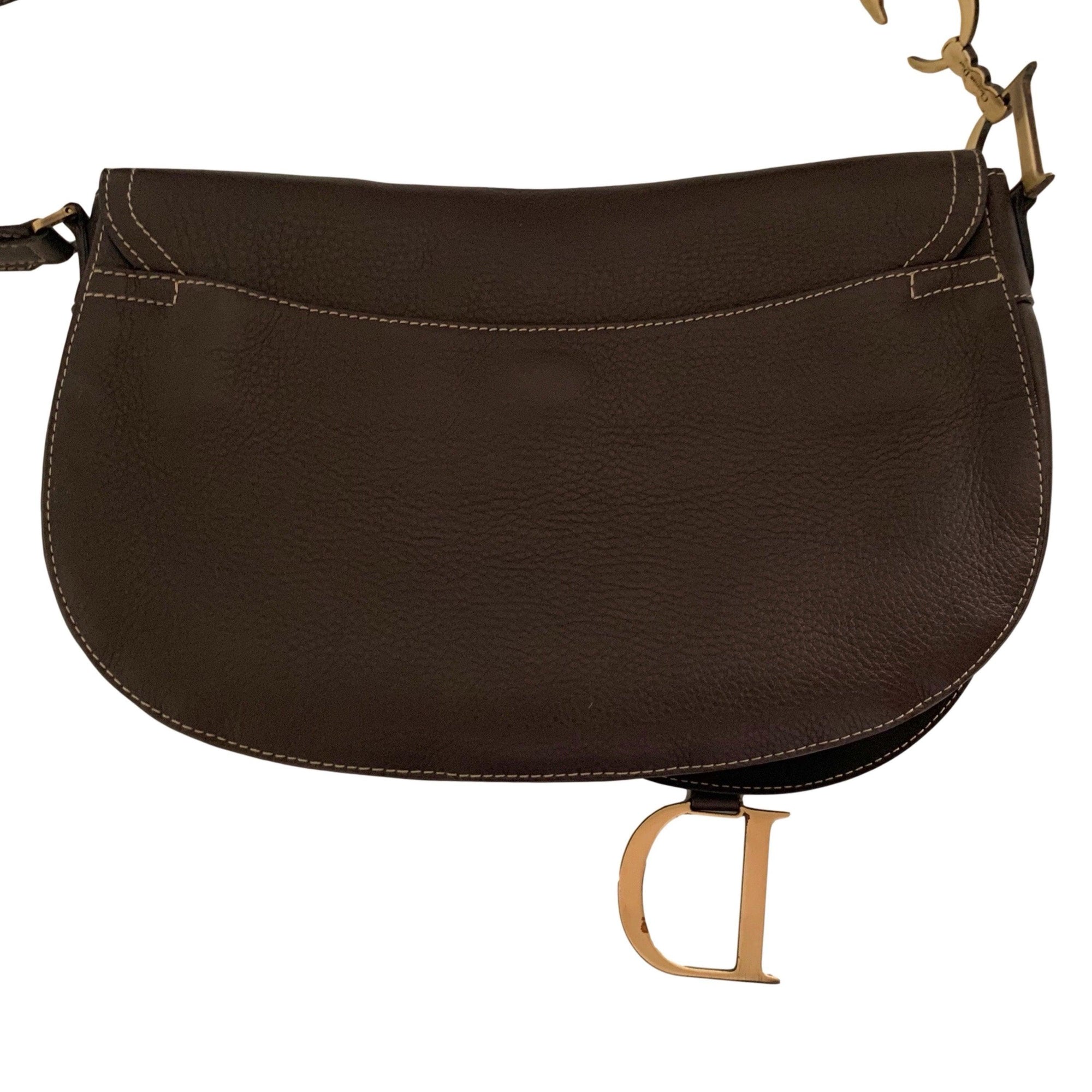 Dior Brown Leather Saddle Bag - Handbags