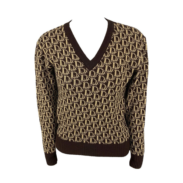 Dior Brown Monogram Knit Sweater - Apparel