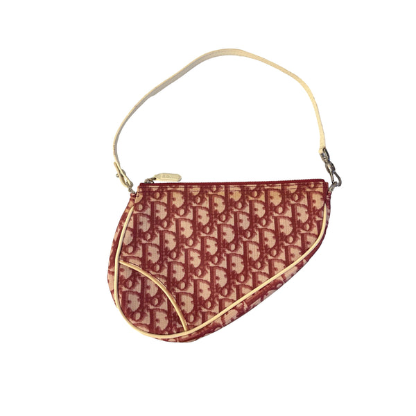 Dior Burgundy Logo Mini Saddle - Handbags