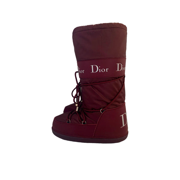 Dior Burgundy Logo Snow Boots - Shoes