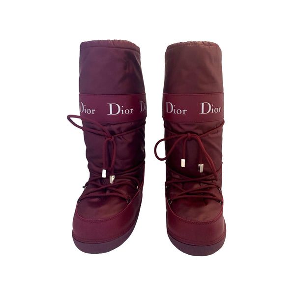 Dior Burgundy Logo Snow Boots - Shoes