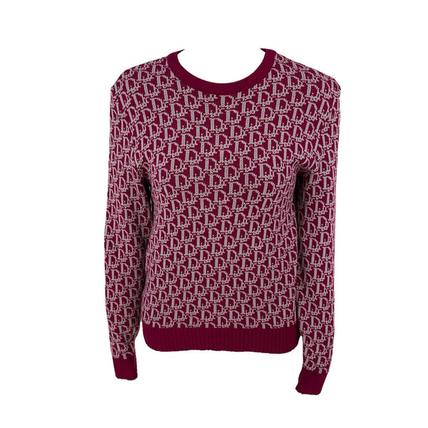 Dior Burgundy Monogram Knit Sweater - Apparel