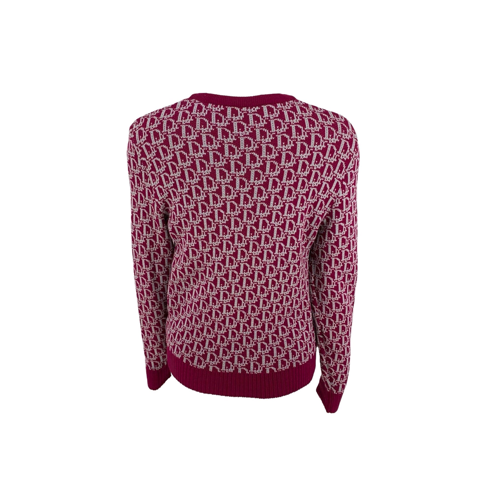 Dior Burgundy Monogram Knit Sweater - Apparel